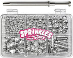 Silver Sprinkles with 4-Claw Pick up Tool,Pearl Sugar Mix Size 6.5oz Contains Metallic Rod & Star Sprinkles for Cake Decorations Baking Cupcake Toppers Cookie Decorating
