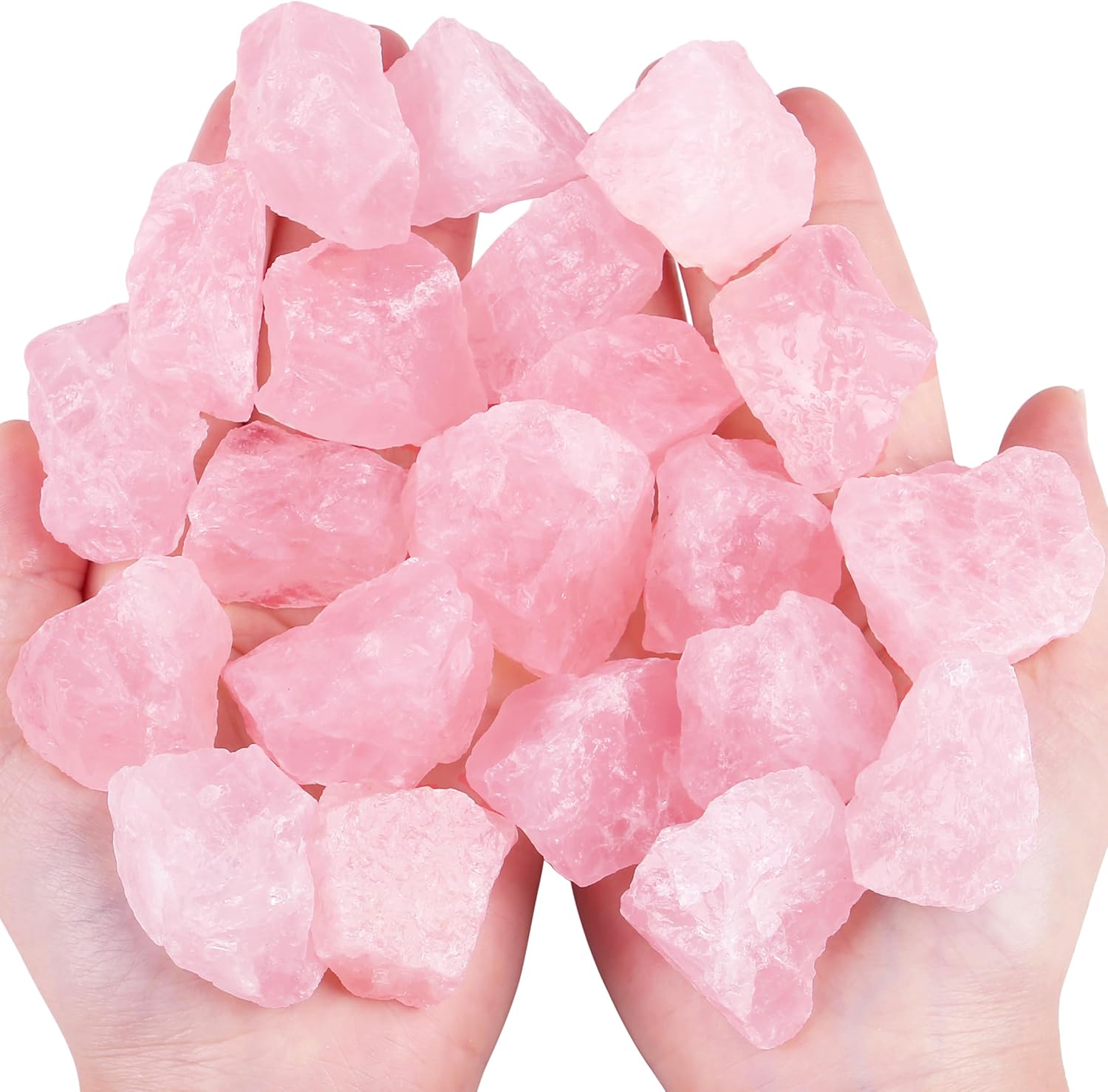 QINJIEJIE Rose Quartz Crystals Natural Healing Crystal Raw Bulk Gemstones Large 1" Rough Stones lesale Rocks for Tumbling Cabbing Fountain Decoration Polishing Cutting Wicca Reiki