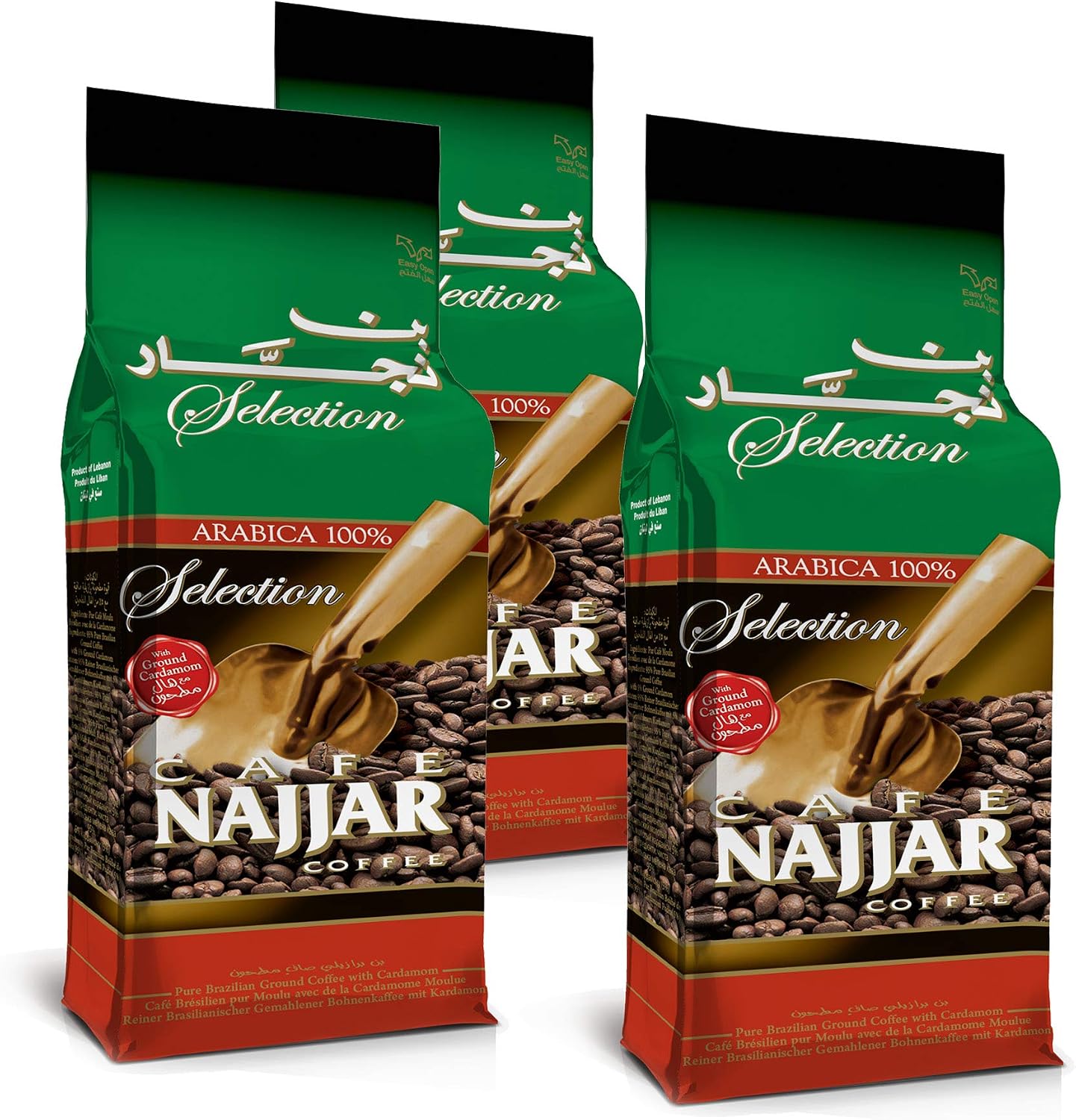 Cafe Najjar Classic with Cardamom Turkish-style ground coffee 450 g -1 lbs, Lebanon (Pack of 3)
