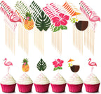 Luau Cupcake Toppers Tropical Cake Decorations Hawaiian Toothpicks Sticks with Flamingo Pineapple Palm Leaves Shape Picks for Summer Beach Theme Party Favors Supplies, 6 Styles (72)