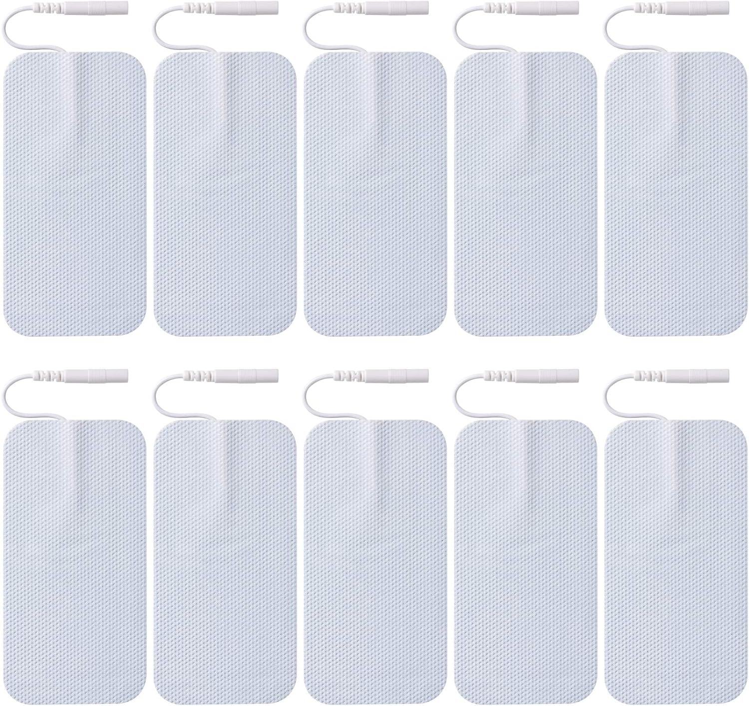 10 Pieces Large Electrode Pads - Premium Reusable TENS Unit Pads with Standard 2mm PIN Connector - 2x4 Inches Self-Adhesive for Pain Relief and Muscle Stimulation