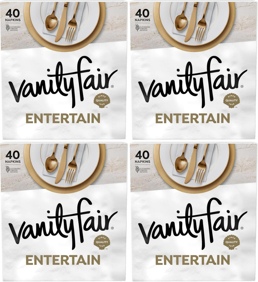Vanity Fair Entertain Paper Napkins, Disposable Napkins Made For Entertaining And Events, 40 Count (Pack of 4)