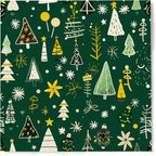 Premium Designer Paper Napkins, 3-Ply 6.5 x 6.5-inches Fold Disposable Decorative Lunch Dinner Napkins (20, Festive Green, 6.5"x6.5", Luncheon Size)