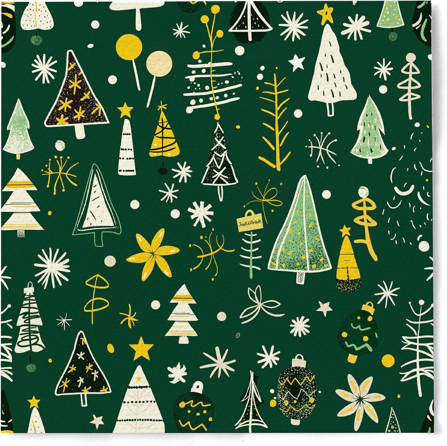 Premium Designer Paper Napkins, 3-Ply 6.5 x 6.5-inches Fold Disposable Decorative Lunch Dinner Napkins (20, Festive Green, 6.5"x6.5", Luncheon Size)