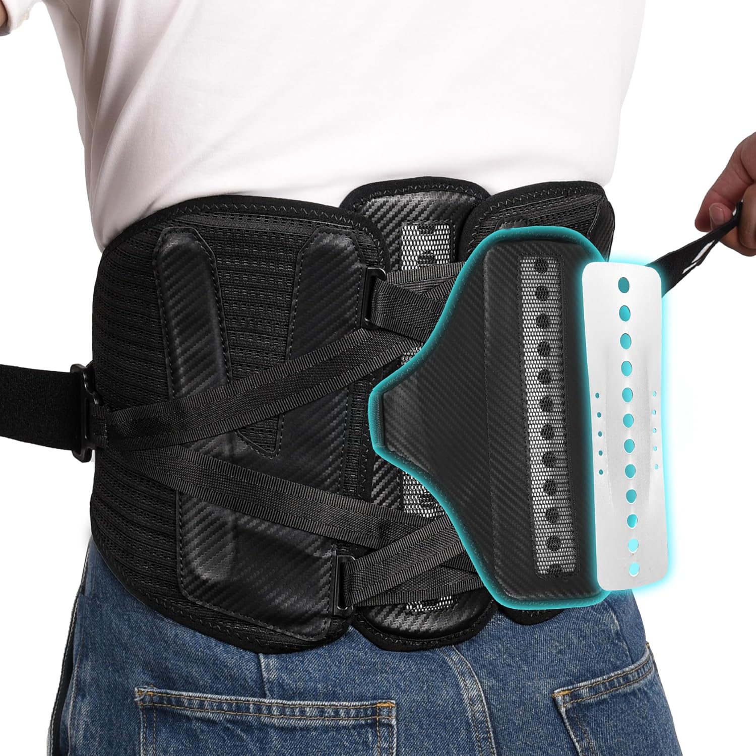 TIMTAKBO 11inch Height Back Brace for Lower Back Pain Relief,9X Power Back Support Brace for Men, Women with Removable Ergonomic Bionic Vertebra Plate, for Herniated Disc, Sciatica, Scoliosis（Small）