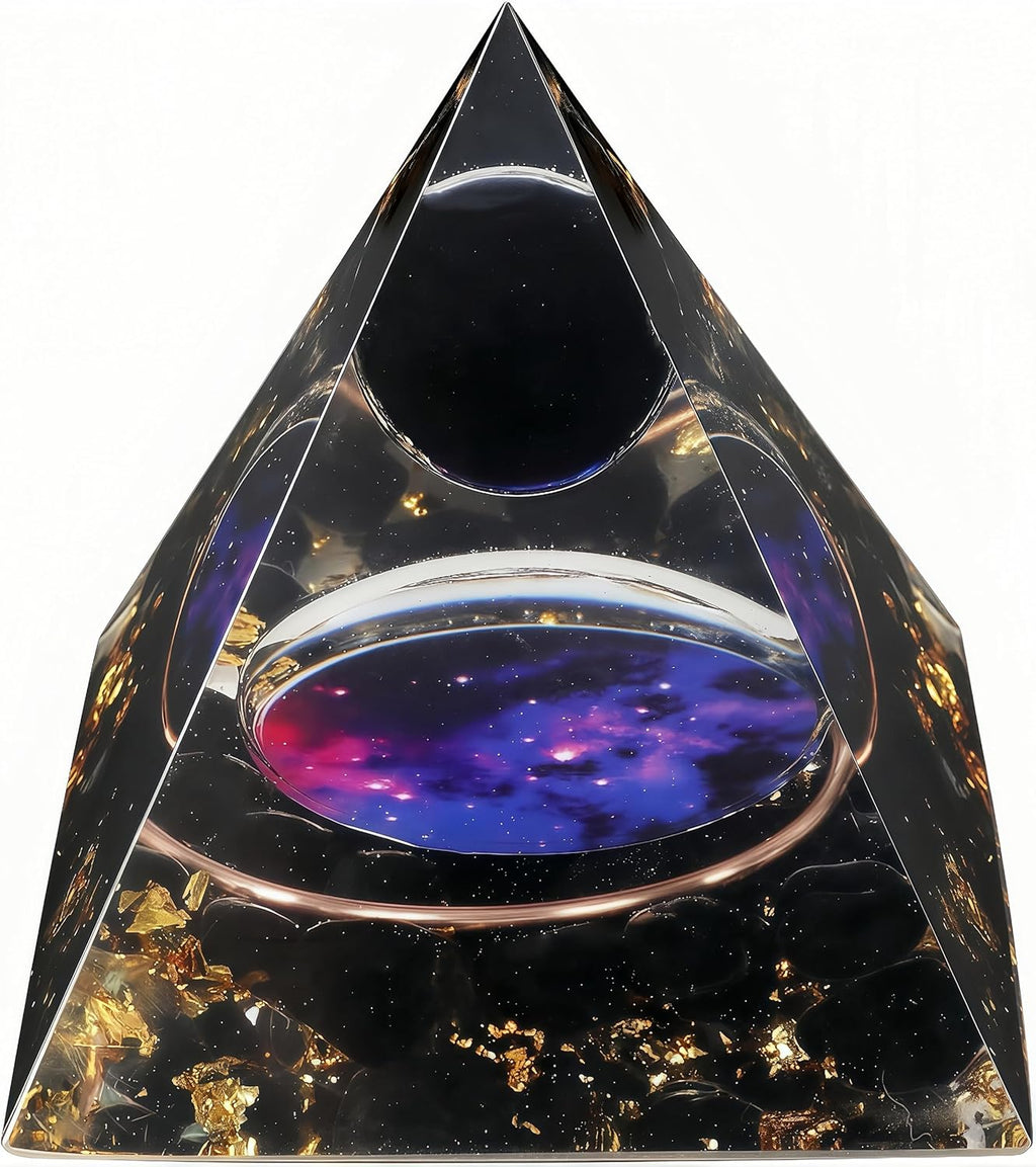 Orgone Pyramid for Positive Energy, Orgonite Obsidian Healing Crystal Pyramids for Reduce Stress Chakra Reiki Healing Meditation Attracts Lucky and Success