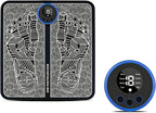 EMS Electric Foot Massager Pad, 19 Levels & 8 Modes Muscle Stimulator Mat for Pain Relief & Blood Circulation, Portable Rechargeable Foot Massage Mat for Home Office Travel
