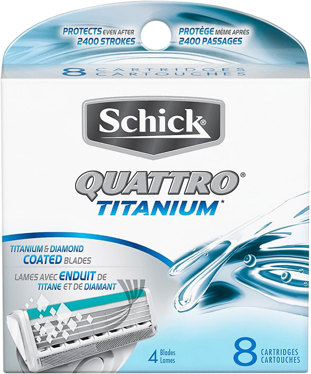 Schick Quattro Titanium Razor Blade Refills for Men - 8 Count