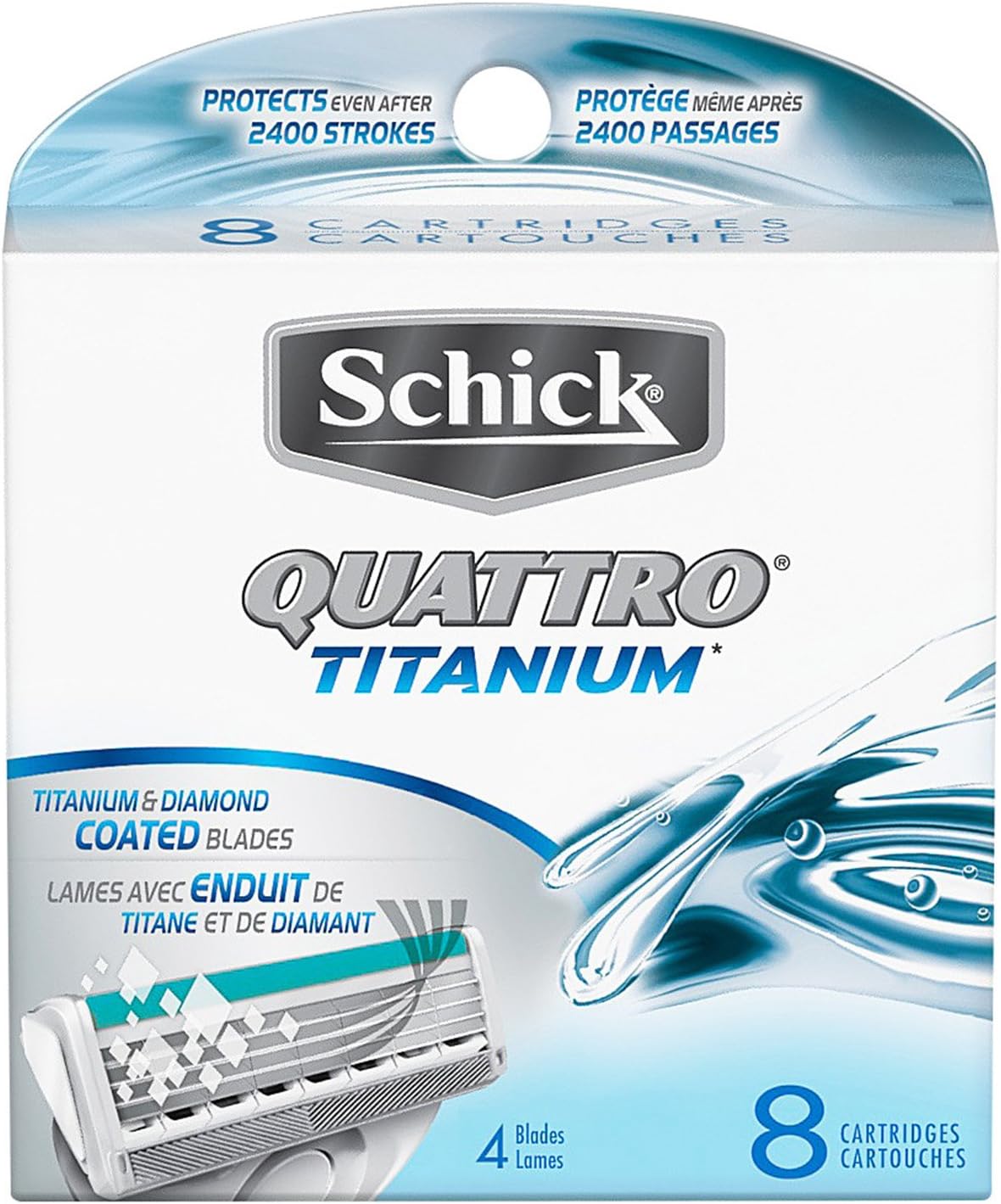Schick Quattro Titanium Razor Blade Refills for Men - 8 Count