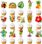 Hawaii Luau Party Cupcake Toppers Hawaiian Birthday Party Decorations Tropical Aloha Tiki Theme Party Cake Cupcake Decorations for Hawaii Summer Theme Baby Shower Supplies