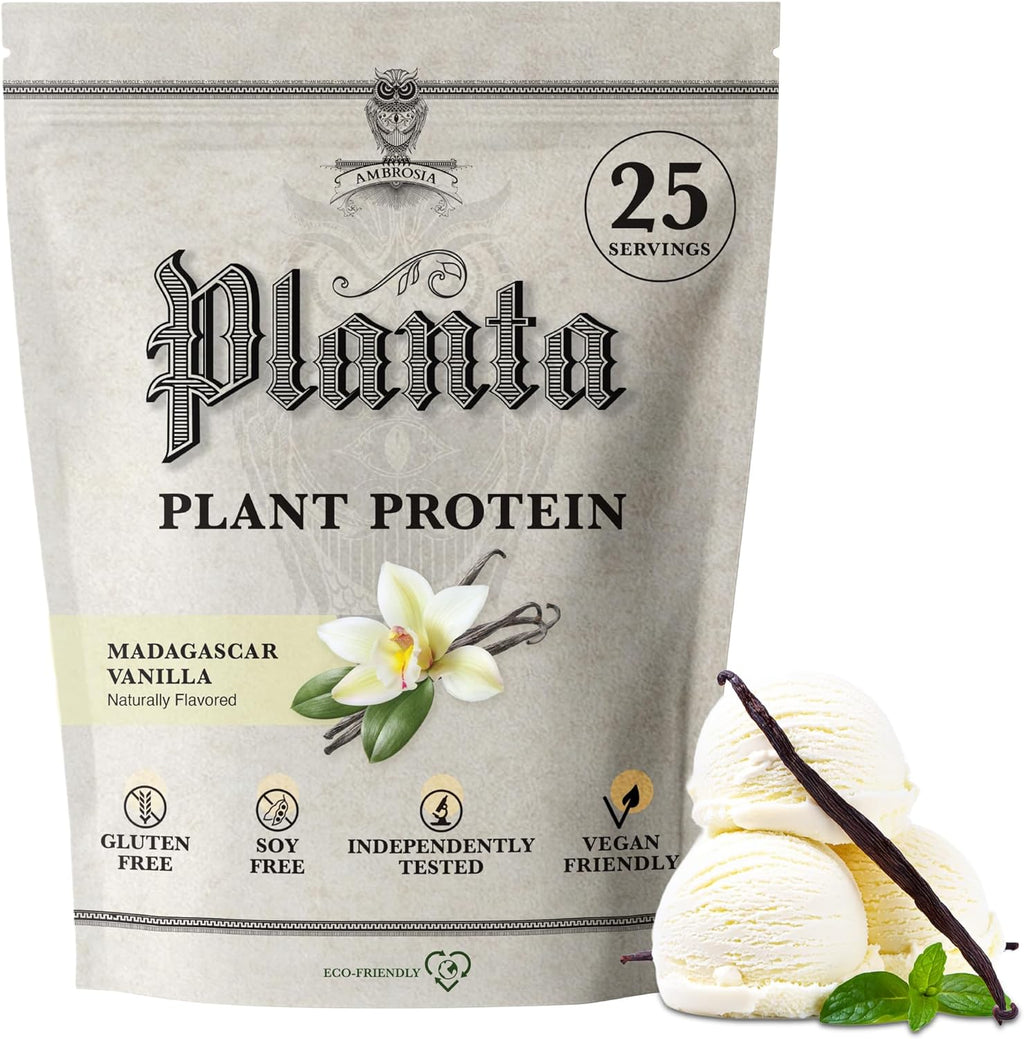 Ambrosia Plant Based Protein Powder 20g | Clean Vegan Pea Protein Powder | Gluten & Dairy Free, Keto Friendly, No Added Sugar | 25 Servings | Vanilla