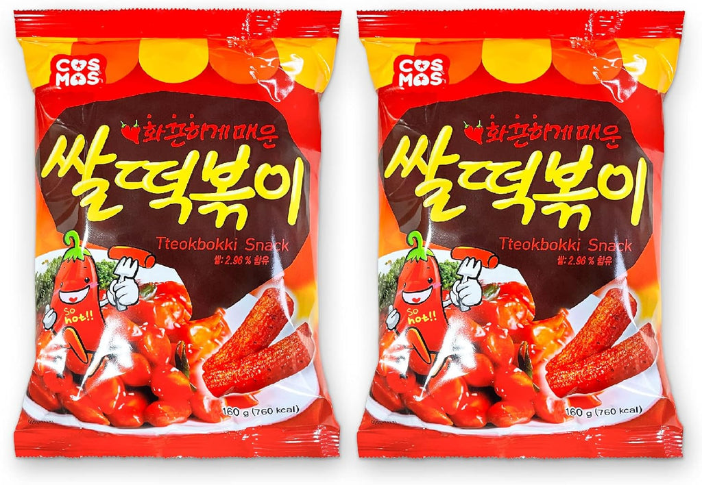 Sweet and Spicy Tteokbokki Snacks Chip Korean Stir-Fried Rice Cake Flavor Asian Topokki Ddeokbokki - 160g (Pack of 2)