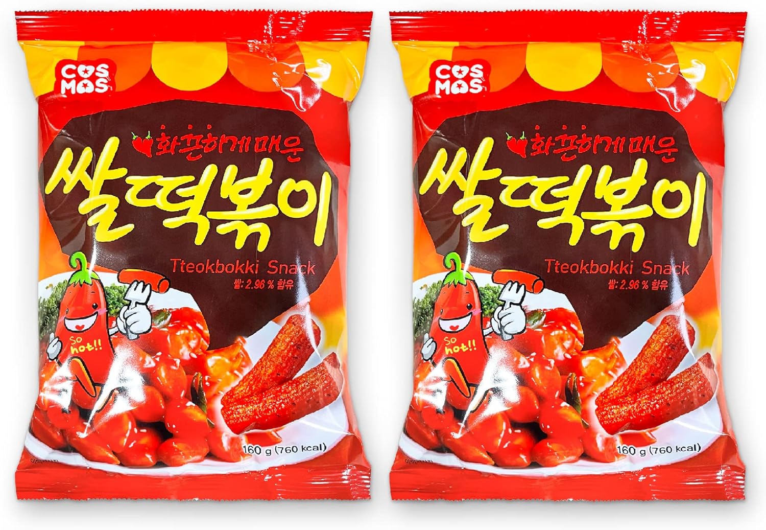 Sweet and Spicy Tteokbokki Snacks Chip Korean Stir-Fried Rice Cake Flavor Asian Topokki Ddeokbokki - 160g (Pack of 2)