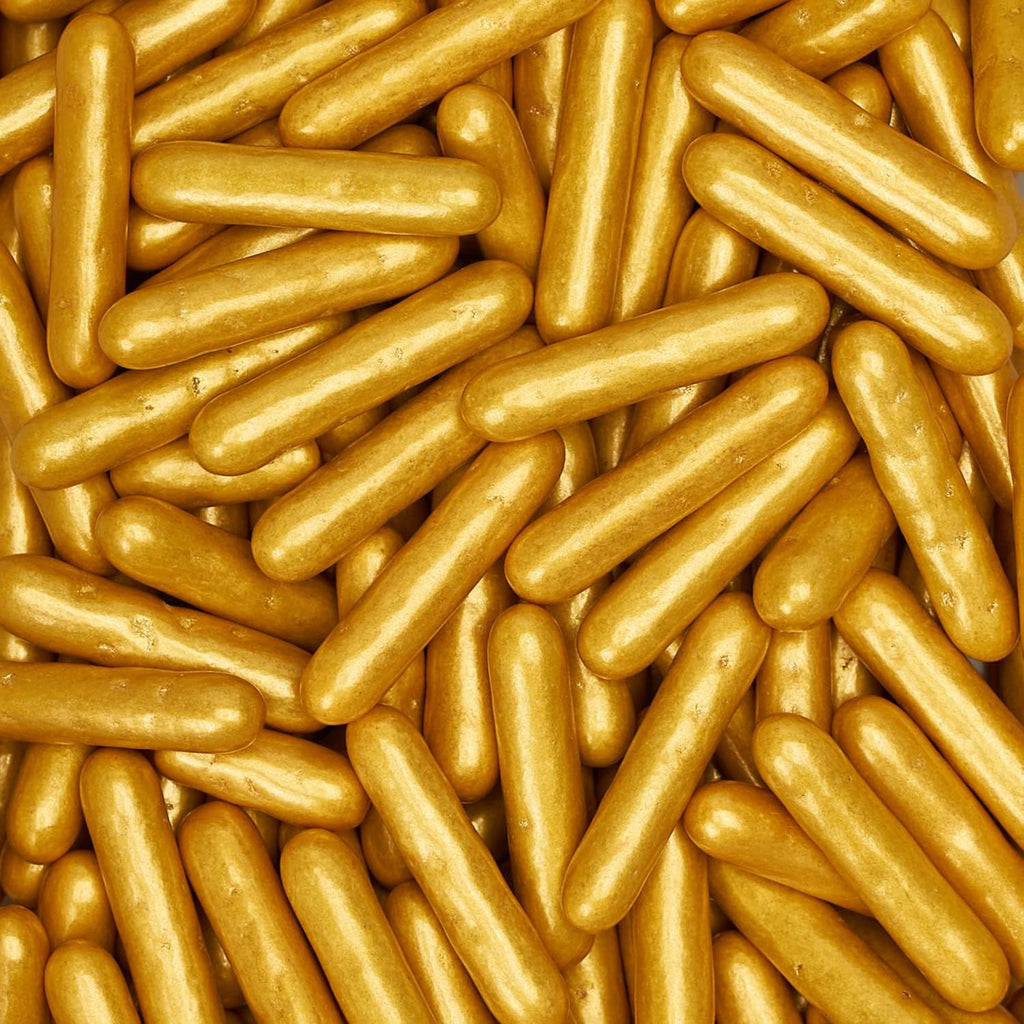 Krazy Sprinkles Metallic Gold Sugar Rods - (1/2 cup 1x Jar) | Sprinkles for Baking, Ice Cream & Decorating by Bakell