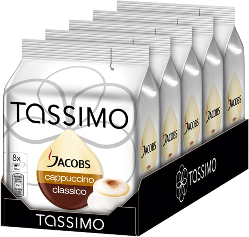 Tassimo Jacobs Cappuccino, Pack of 5, 5 x 16 T-Discs (40 Servings)