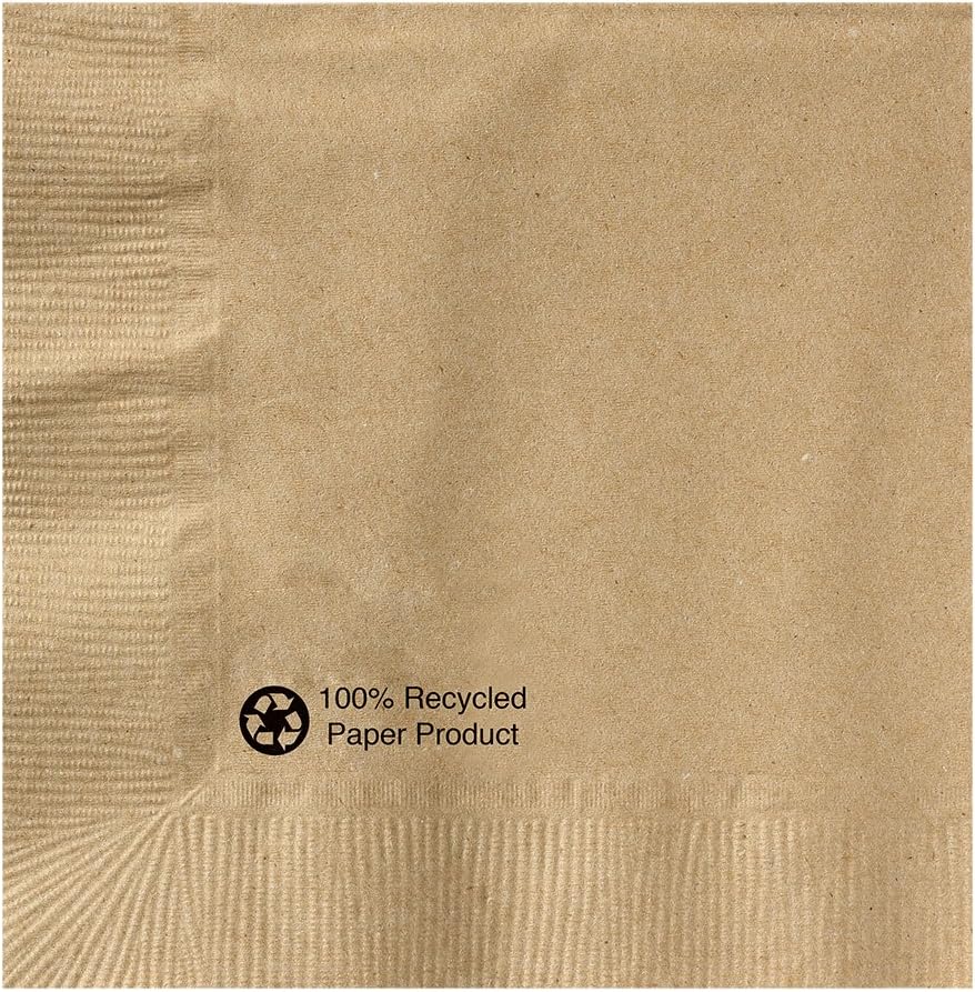 Hoffmaster 126378 Kraft Beverage Napkin, 1 Ply, 1/4 Fold, 10" x 10", Natural (Packs of 1000)