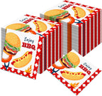 80PCS BBQ Paper Napkins BBQ Party Paper Napkins Set, Grills Burgers Utensils Pattern Decorative Luncheon Dinner Papers Napkins for Themed Decorations, Burgers, Picnics, Backyard Cookouts