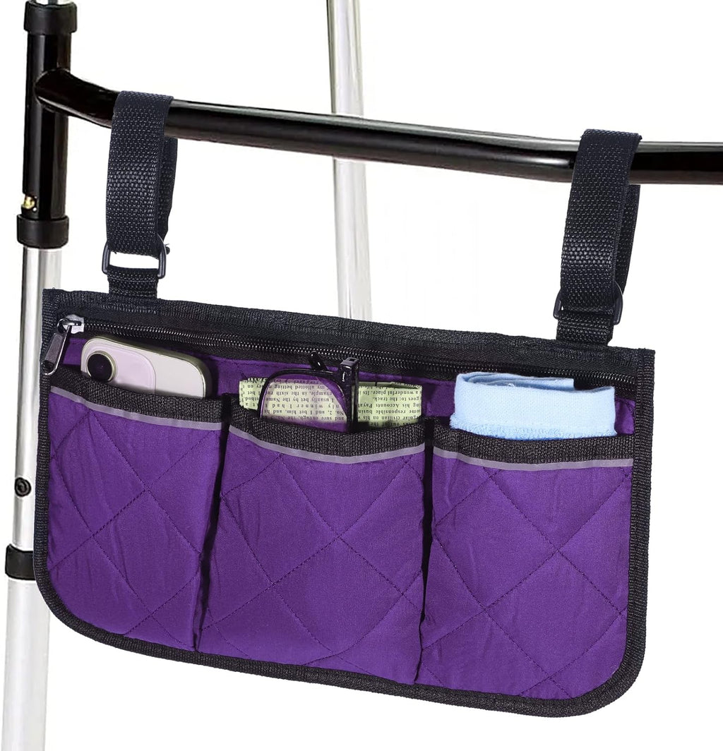 Walker Bag Basket with Reflective Strips Walkers Rollator Organizer Carry Storage Pouch Wheel Chair Folding Basket Lightweight Large Capacity Organizer for Seniors Elderly Rollator Accessories
