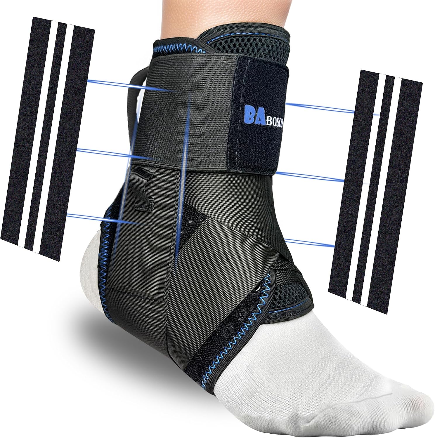 Ultra Thin Ankle Brace for Women Men, Adjustable Figure 8 Lace Up Support for Sprained Ankle, Achilles Tendonitis, Breathable Stabilizer for Running, Basketball, Volleyball & Daily Wear, L