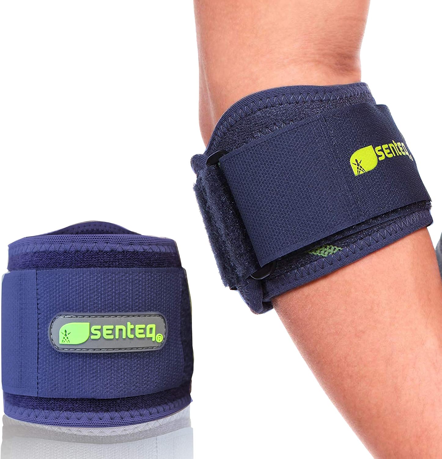 SENTEQ Tennis Elbow Brace: Arm Band for Tennis Elbow, Golfer Elbow and Forearm Support, Neoprene Wraps and Strap, Braces for Men and Women (Blue)