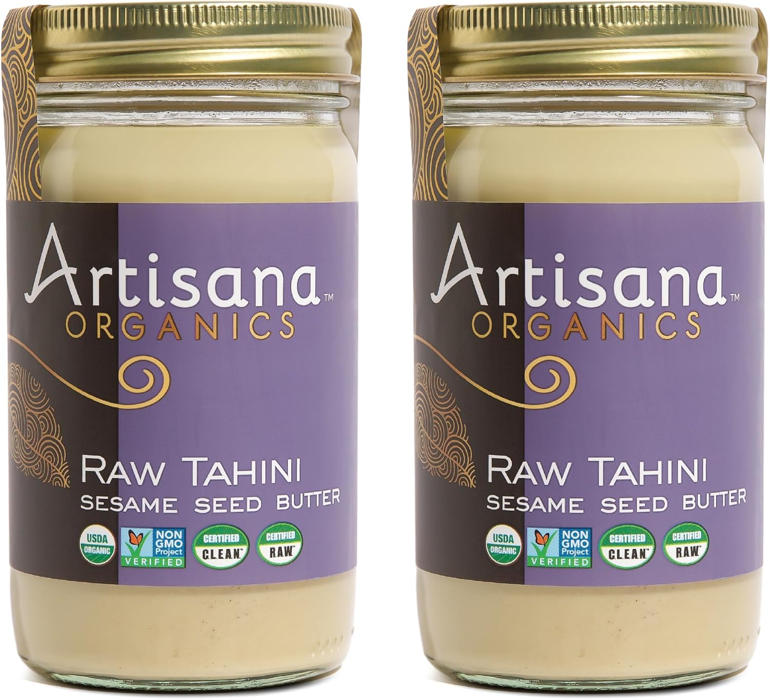 Artisana Organics Raw Tahini Sesame Seed Butter (2 Pack) - Just One Ingredient, Unroasted, Non-GMO, Vegan, Paleo and Keto Friendly, 14oz Jars (2 Pack)