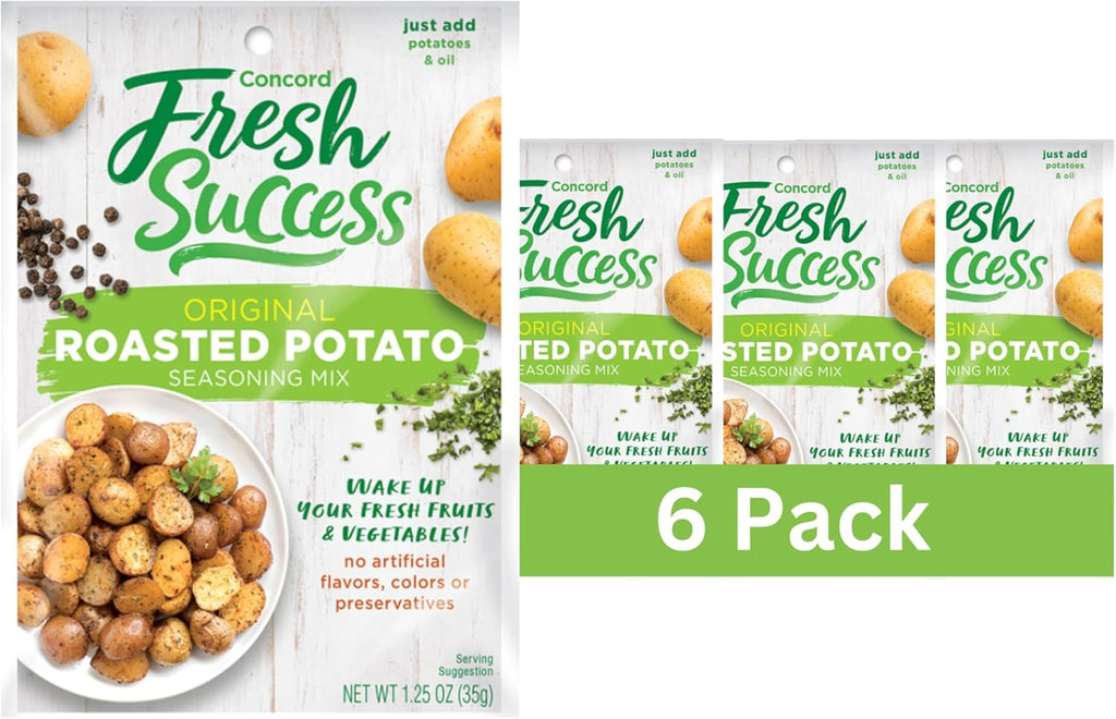 Concord Foods Original Roasted Potato Seasoning Mix: Elevate Your Potatoes with Spices, Garlic, and Herbs - Simply Mix, Bake, and Serve for Deliciously Flavorful (1.25 Oz Pack of 6)