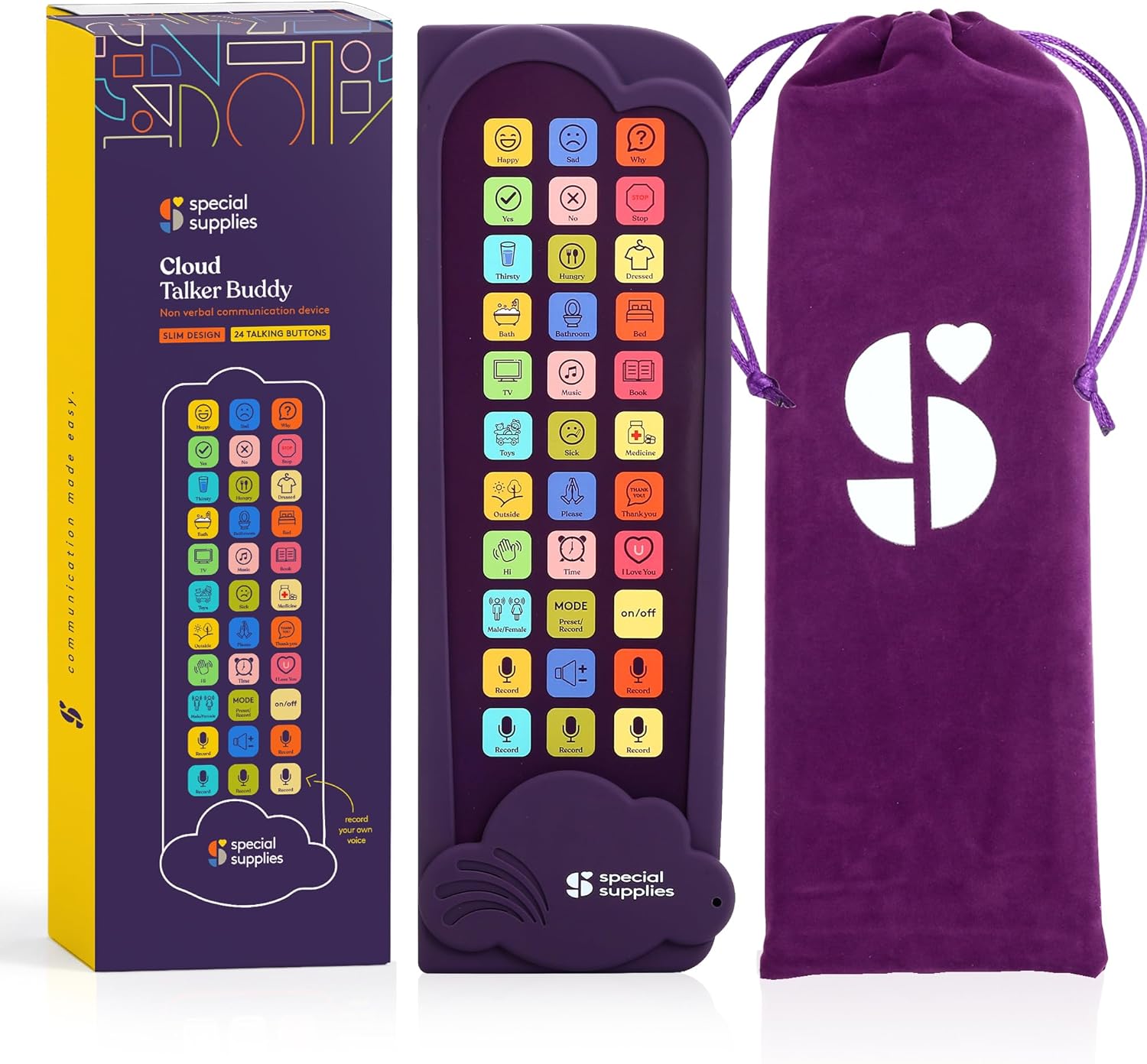 Special Supplies AAC Communication Device for Speech Therapy, Talker Buddy Communication Device for Non Verbal Kids & Adults, Talking Aids for Home or School + Travel Bag (Talker Buddy Cloud)