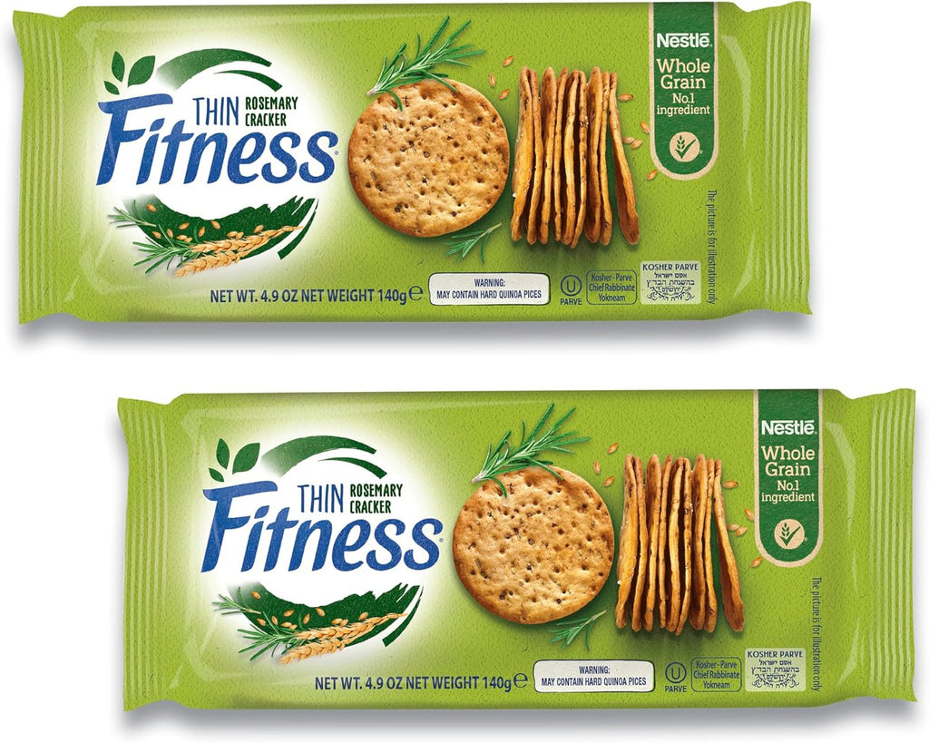 Nestle Fitness Thins Rosemary Crackers (2-Pack) 100 Calorie Per Serving, Whole Grain, Kosher Certified - Perfect for Dips and Spreads