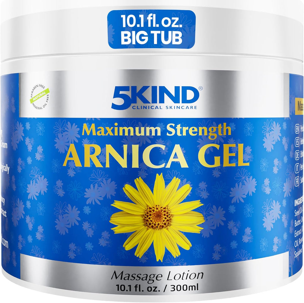 5kind Maximum Strength Arnica Bruise Gel 10.1 Fl Oz - Arnica Gel for Bruising and Swelling - Arnica Montana Gel with High Concentration Extract - Non-Greasy Formula