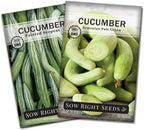 Sow Right Seeds - Armenian Yard Long Cucumber Seed Collection for Planting - Armenian Pale Green and Painted Serpent - Non-GMO Heirloom Packets with Instructions to Plant and Grow a Vegetable Garden
