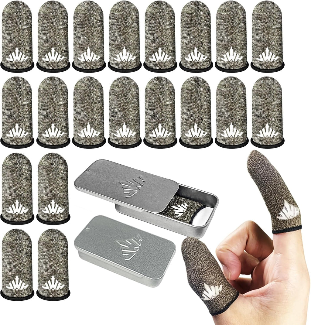 20 Pack Dedales Gamer Profesionales Anti Slip Silver Fiber Gaming Finger Sleeve Covers Sweat Proof Mobile Phone Gamer Glove Guantes para Durable Thumb Cots for Pubg Gaming Accessories
