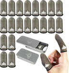 20 Pack Dedales Gamer Profesionales Anti Slip Silver Fiber Gaming Finger Sleeve Covers Sweat Proof Mobile Phone Gamer Glove Guantes para Durable Thumb Cots for Pubg Gaming Accessories