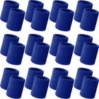 Bememo 24 Pcs Wrist Sweatbands Bulk Sports Wrist Bands for Men Women Breathable Athletic Tennis Wristbands Stretchy Absorbent Cotton Terry for Basketball, Baseball, Gym, Working Out