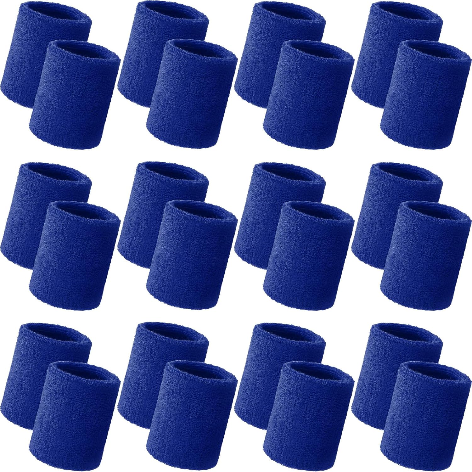 Bememo 24 Pcs Wrist Sweatbands Bulk Sports Wrist Bands for Men Women Breathable Athletic Tennis Wristbands Stretchy Absorbent Cotton Terry for Basketball, Baseball, Gym, Working Out