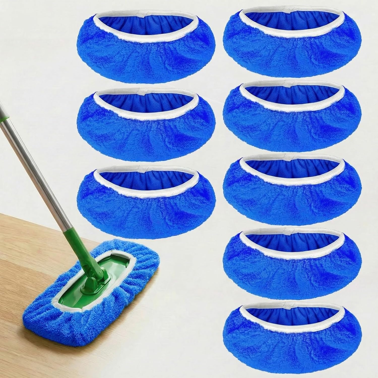 Microfiber Mop Pads Set 8PCS, Mop Head Compatible with Dry and Wet Floor Mopping pad Refills Cloths for Surface Wood Floor Cleaning, Blue