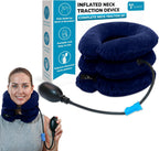 Inflatable Neck Traction Device - Cervical Traction Device & Adjustable Neck Stretcher & Support Brace, Cervical Pillow for Pain Relief, Neck Decompression Pillow Home Use - Blue