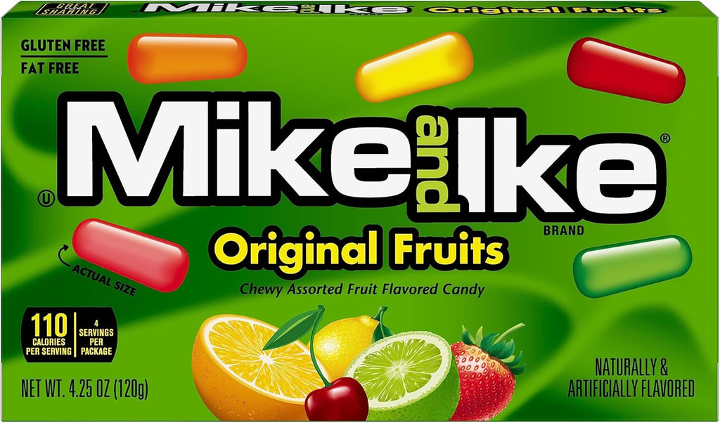 Mike and Ike Candy, Original Fruits, 4.25oz Theater Box, Pack of 12