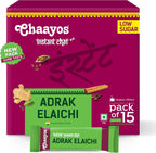 Chaayos - Instant Tea Premix - Low Sugar - Adrak Elaichi (15 Sachets)