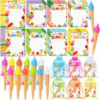 36 Pack School End Of Year Surprise Gift Sets, Ice Cream Pens Summer Sticky Notes Kit with Gift Bags & Ribbon for Pool Beach Birthday Class Parties & Student Gifts