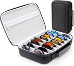 Krypthos Travel Sunglasses Organizer Case, Portable Eyeglasses Storage Box Eyewear Glasses Display Case for Men Women