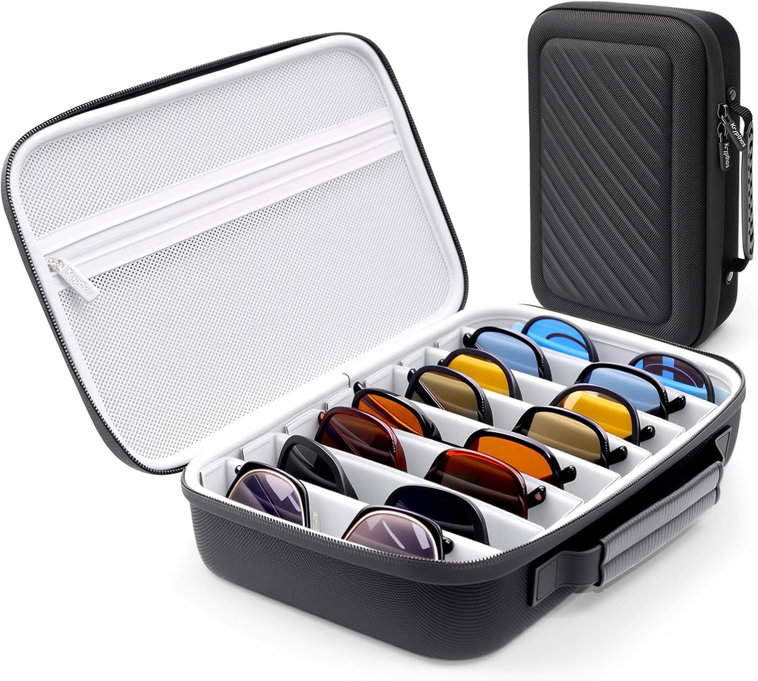 Krypthos Travel Sunglasses Organizer Case, Portable Eyeglasses Storage Box Eyewear Glasses Display Case for Men Women