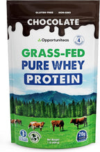 Opportuniteas Grass Fed Whey Protein Powder Concentrate - Chocolate - Pure Protein Supplement - Non GMO, Hormone Free & Gluten Free - 1lb
