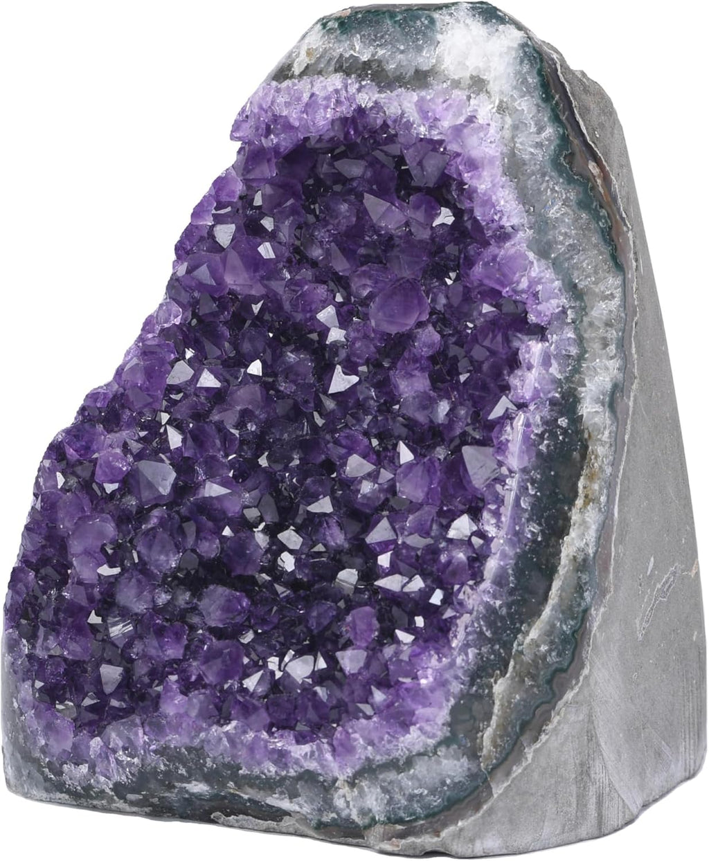 Premium Amethyst Geode Stone Large Crystal Cluster [2 to 2.5 lb.] - Each Piece is Unique & Natural - Real Raw Healing Crystal Rock from Uruguay - Deep Purple Decoration - FREE Selenite Wand