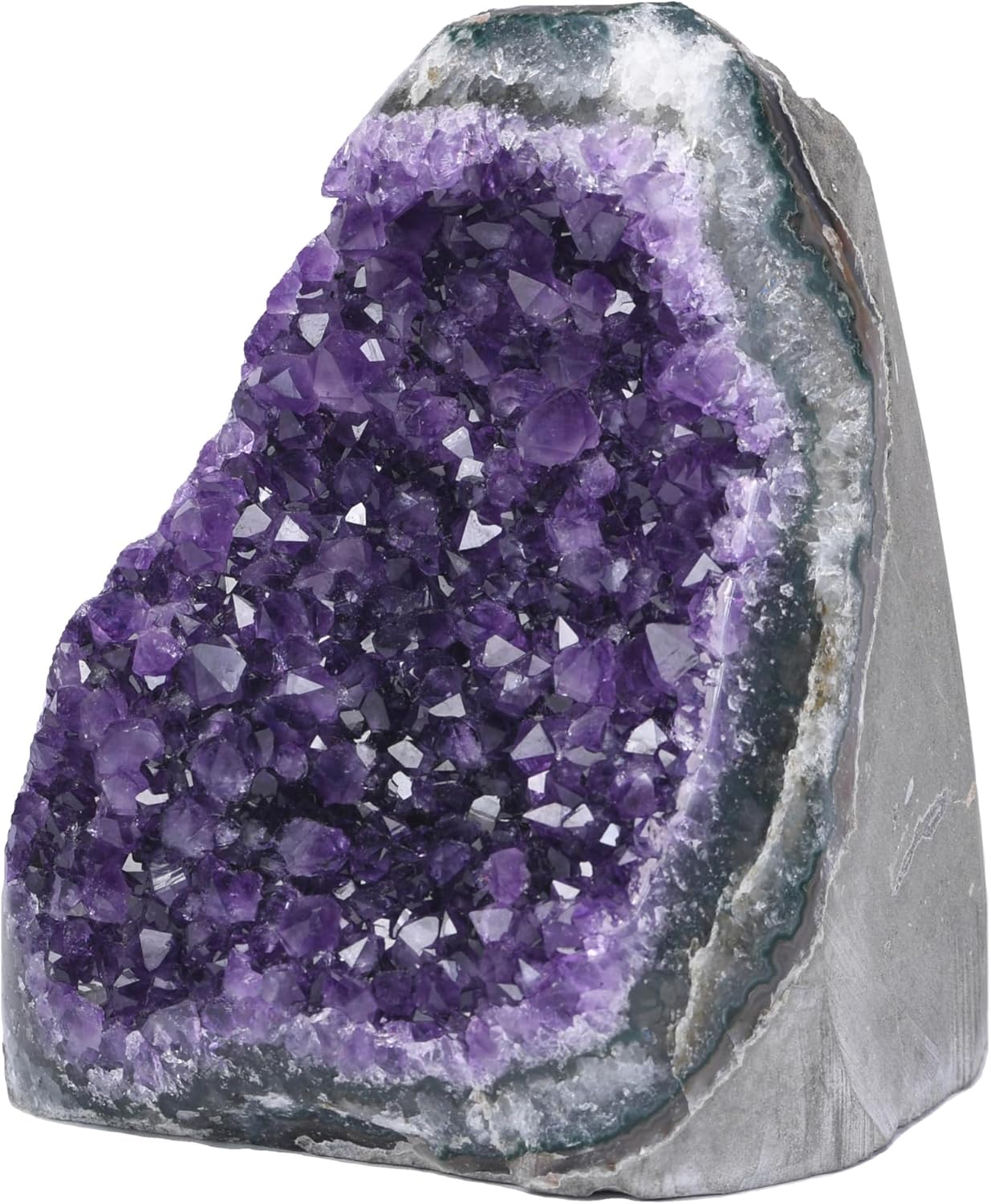 Premium Amethyst Geode Stone Large Crystal Cluster [2 to 2.5 lb.] - Each Piece is Unique & Natural - Real Raw Healing Crystal Rock from Uruguay - Deep Purple Decoration - FREE Selenite Wand
