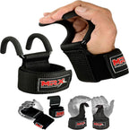 MRX BOXING & FITNESS Weight Lifting Hooks for Men & Women Thick Wrist Padding Weight Lifting Grips for Powerlifting, Shrugs, Rows & Deadlift Support