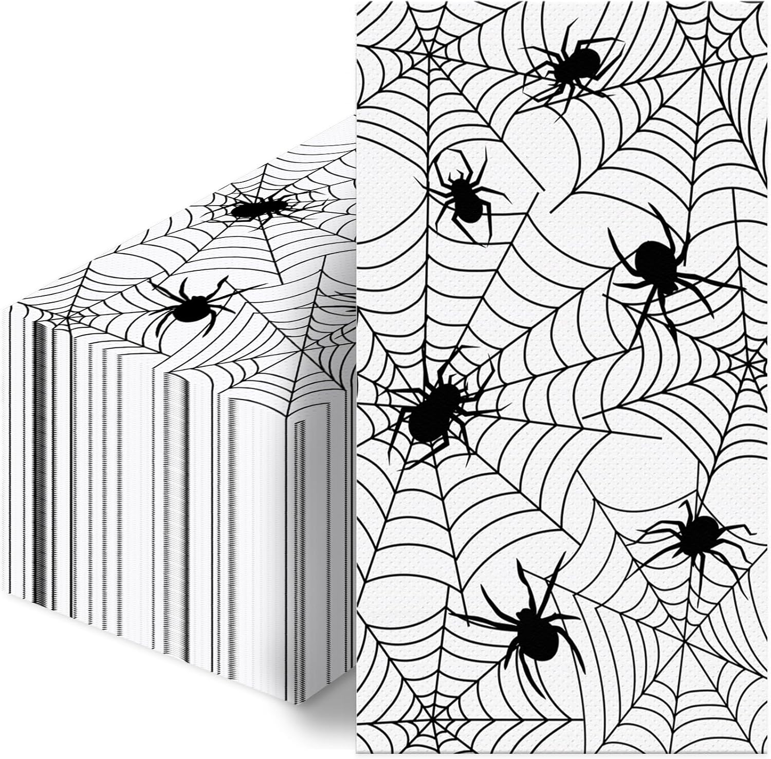 100 PCS Halloween Napkins - Spider Webs Design, Cocktail Disposable Paper Napkins, Decorative Dinner Hand Napkin for Festival Birthday Party Decoration