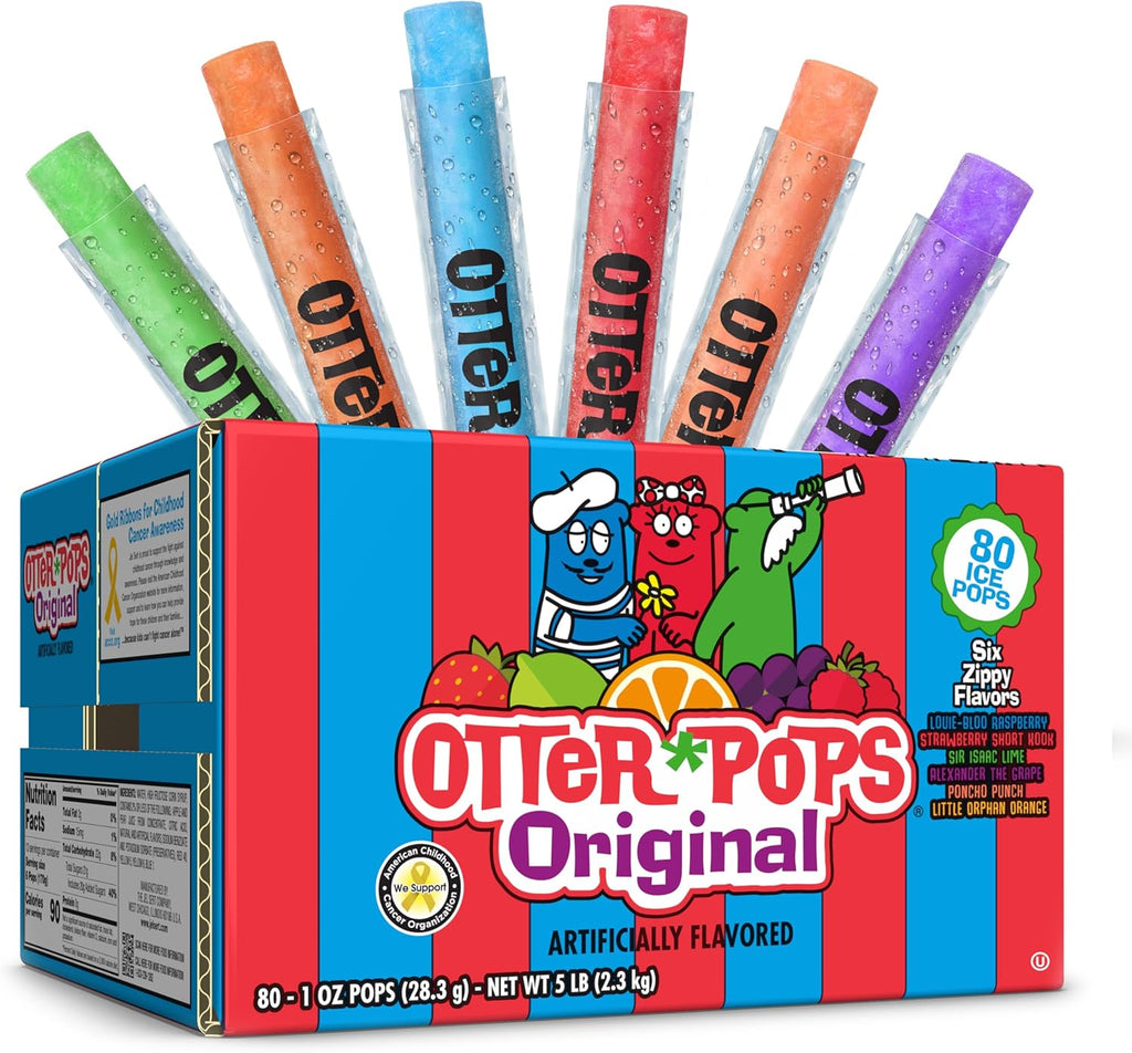 Otter Pops Freezer Bars, Ice Pops, Original Flavors (80ct - 1oz Bars)
