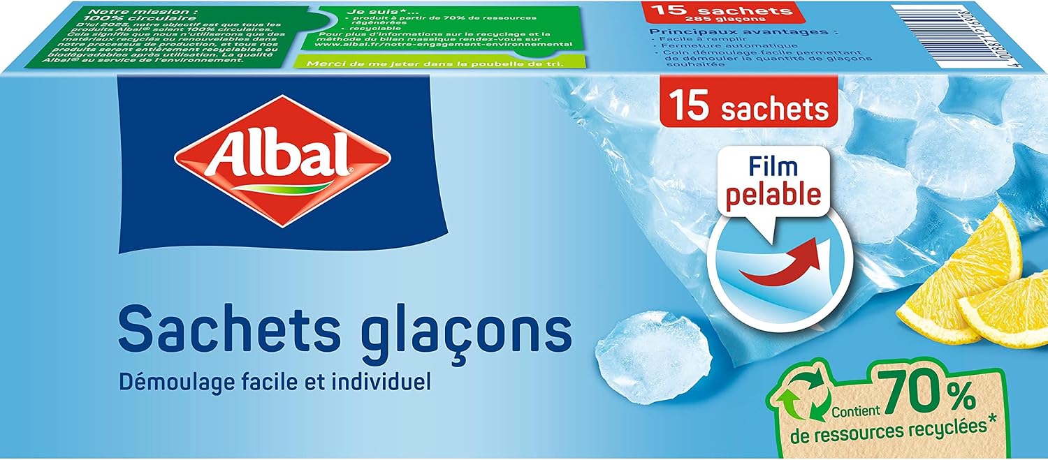 Albal - 15 Ice bags - Easy release - Easy to fill - 70% recycled resources