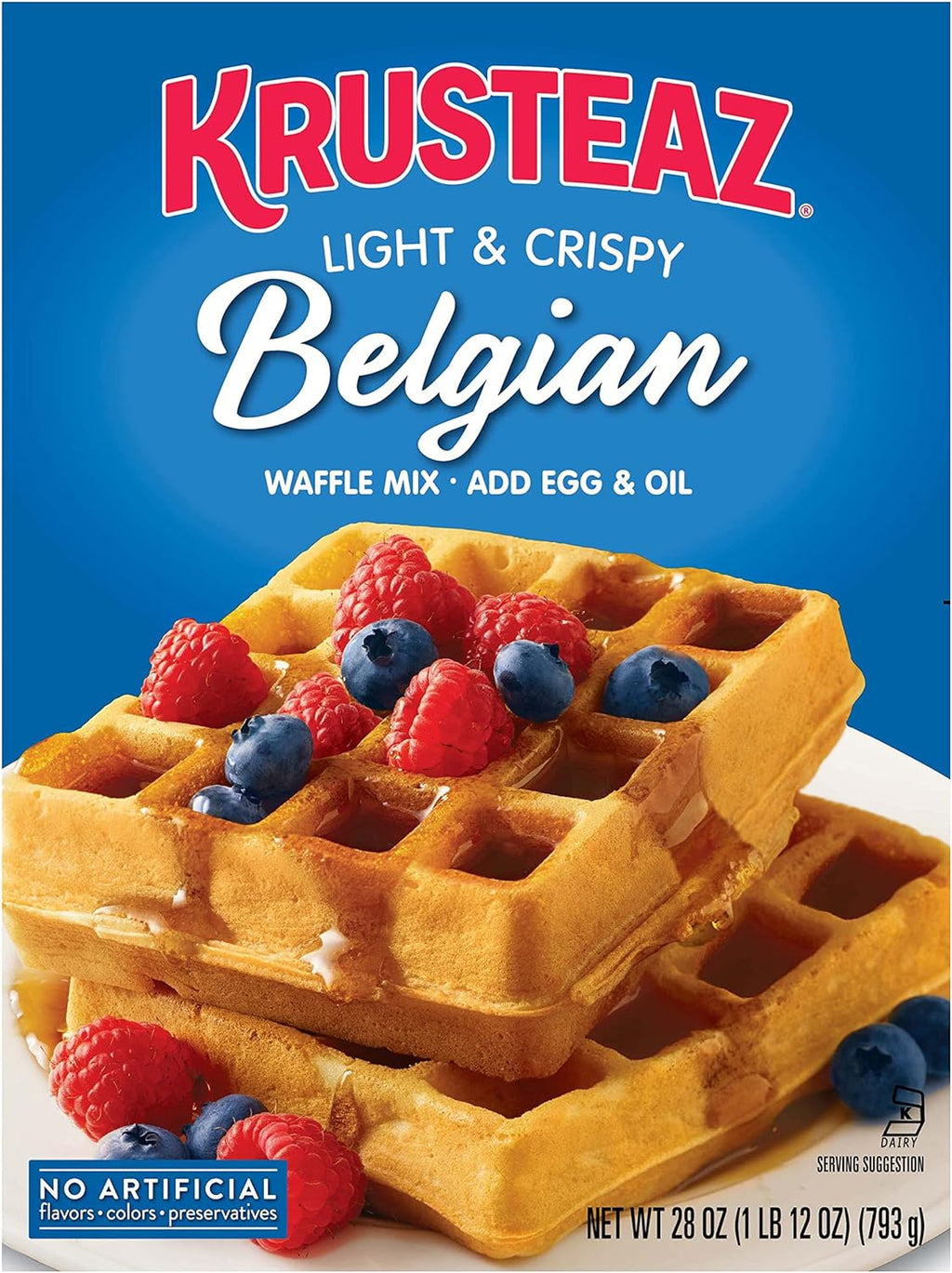 Krusteaz Light & Crispy Belgian Waffle Mix No Artificial Flavors, Colors, or Preservatives 28 Ounce (Pack of 3)