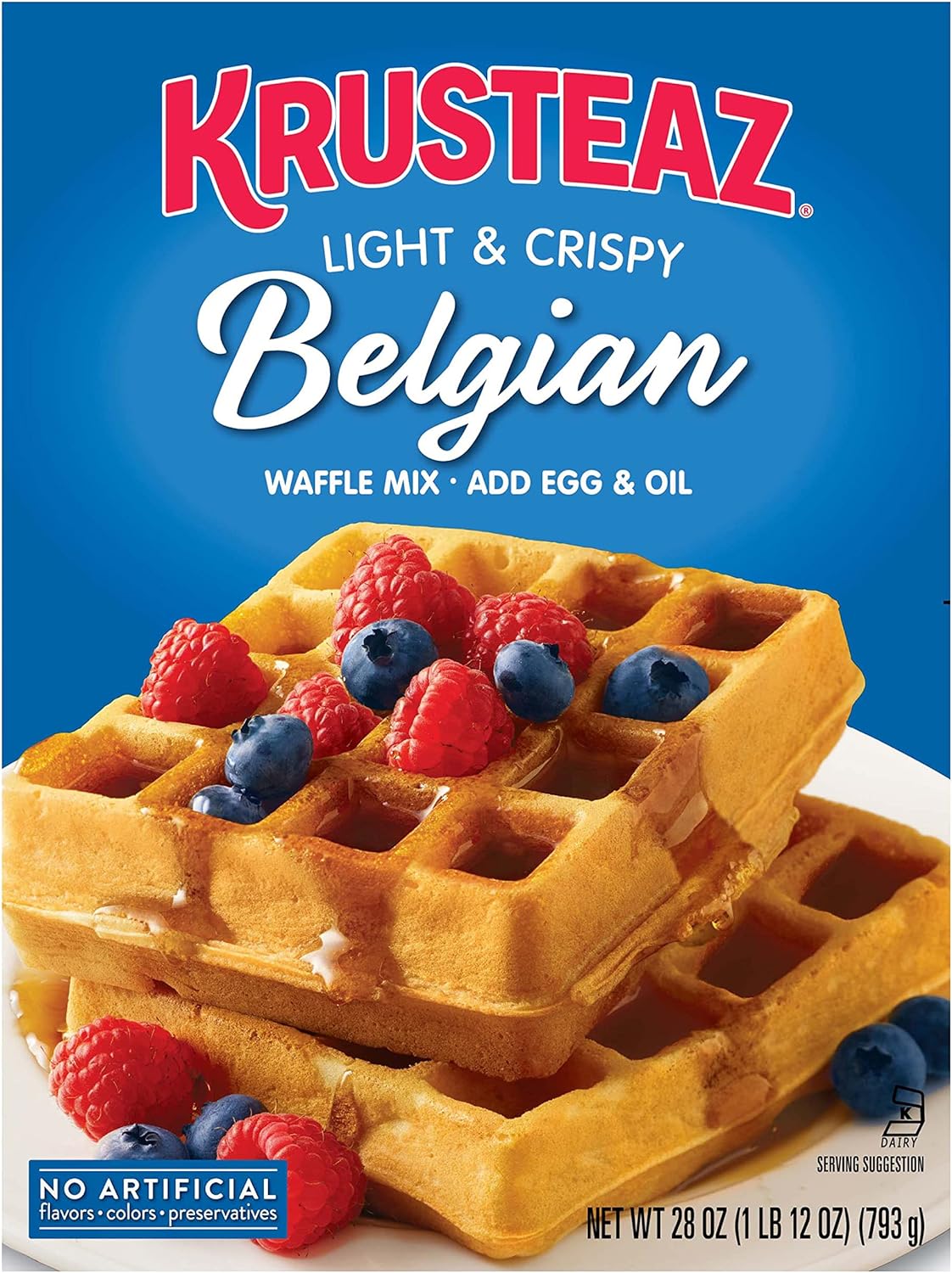 Krusteaz Light & Crispy Belgian Waffle Mix No Artificial Flavors, Colors, or Preservatives 28 Ounce (Pack of 3)